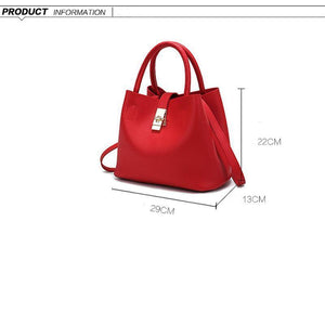 Women High-quality Synthetic Faux-Leather Tote Bag Bucket with Golden Metallic Lock System