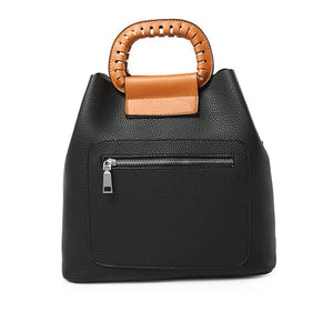 Women Tote Messenger Faux-Leather Bag with Grab Handles