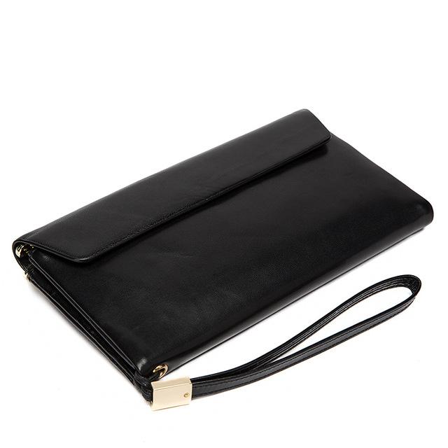 Premium Quality and Chic Long Genuine Leather Wallet for Men with Flap Closure