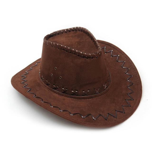 Unisex Vintage Suede Leather Hat with Wide Brim