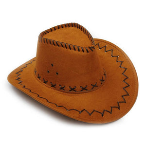 Unisex Vintage Suede Leather Hat with Wide Brim