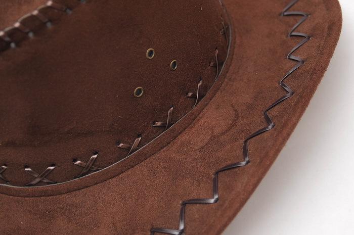 Unisex Vintage Suede Leather Hat with Wide Brim