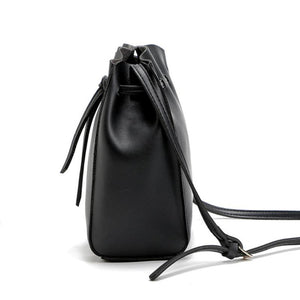 Women Messenger Crossbody Tassel String Faux-Leather Bag with Bucket Design