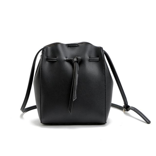 Women Messenger Crossbody Tassel String Faux-Leather Bag with Bucket Design