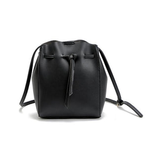 Women Messenger Crossbody Tassel String Faux-Leather Bag with Bucket Design