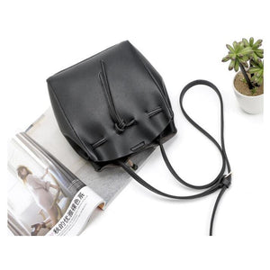 Women Messenger Crossbody Tassel String Faux-Leather Bag with Bucket Design