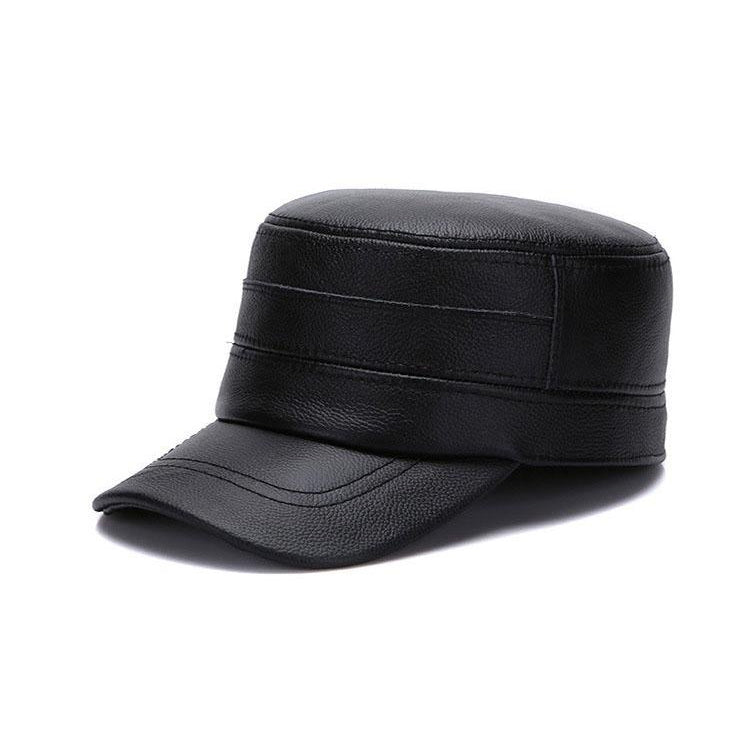 Black leather military hat on sale