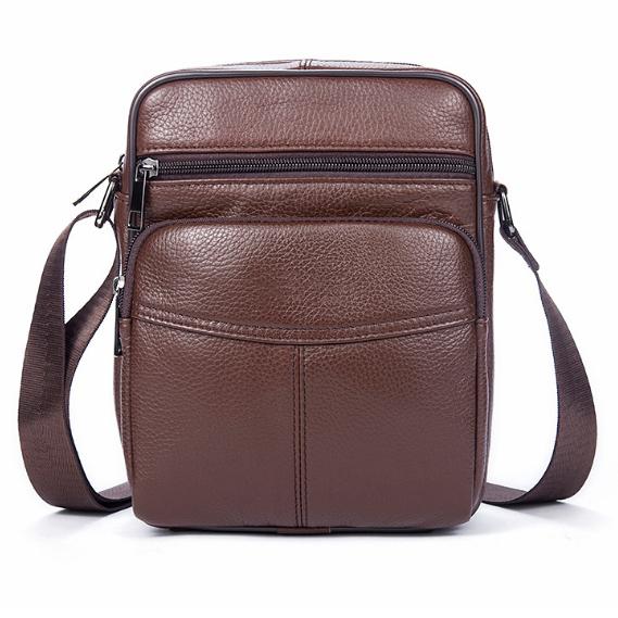 Casual Style and Genuine Cow Leather Messenger Handbag for Men
