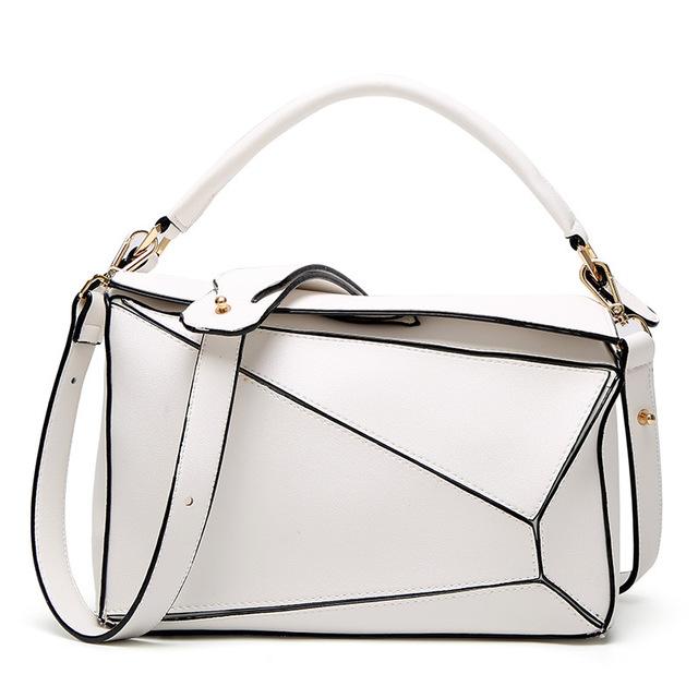 Women White Tote Messenger Bag with Pillow Shape Front Zip Open