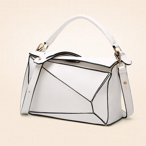 Women White Tote Messenger Bag with Pillow Shape Design