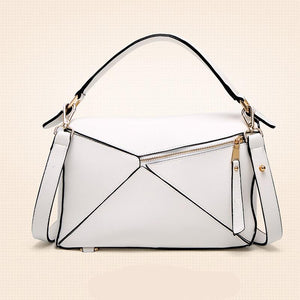 Women White Tote Messenger Bag with Pillow Shape Front