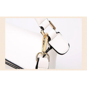 Women White Tote Messenger Bag with Pillow Shape Buckle