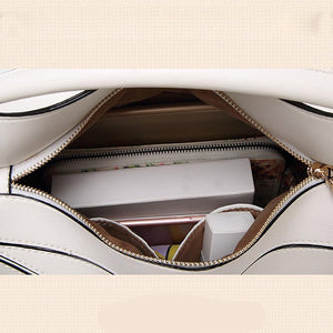 Women White Tote Messenger Bag with Pillow Shape Inside View