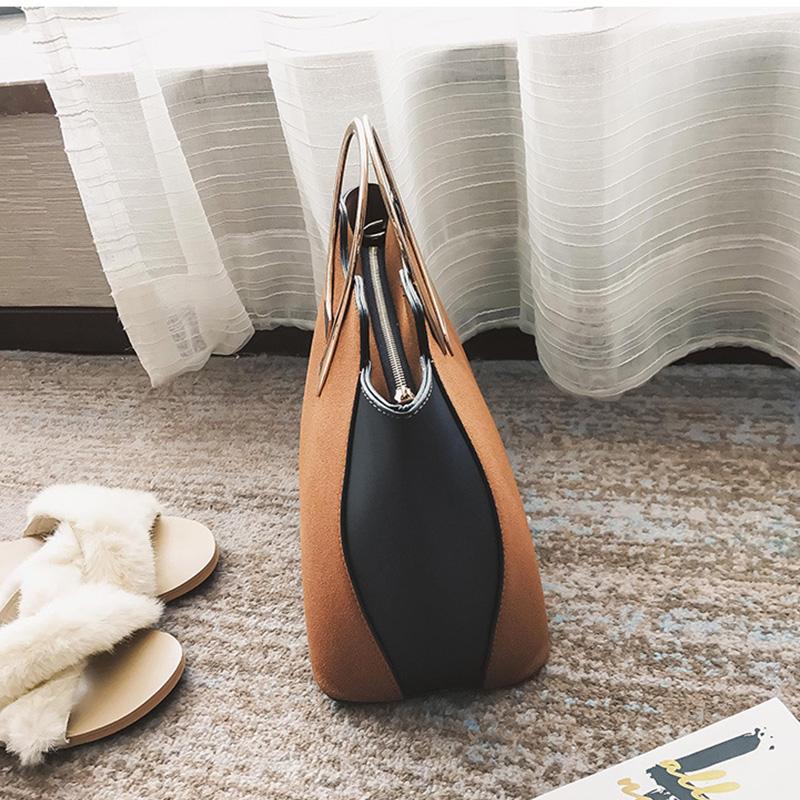 Women Brown Tote Leather Handbag Side