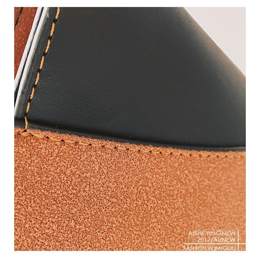 Women Brown Tote Leather Handbag Stitching