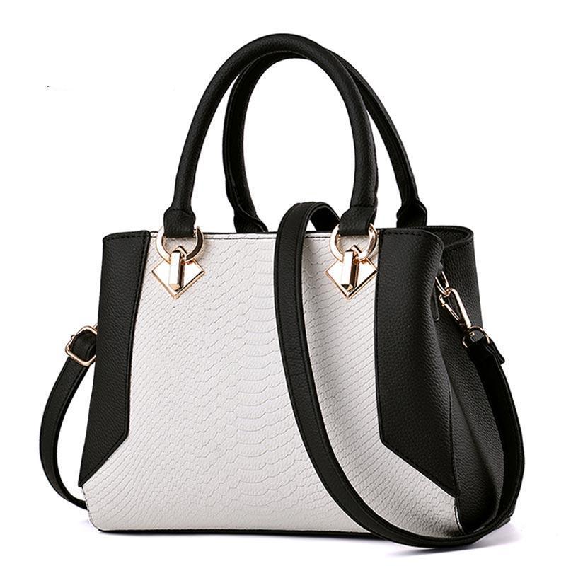 Women Dual Color Combo Fresh Faux-Leather Tote Bag
