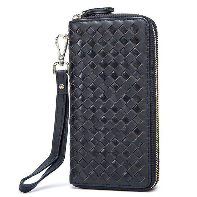 Dropship Men Clutch Bag Fashion Leather Long Purse Double Zipper