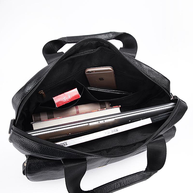 Natural Leather Branded Versatile Business Briefcase Shoulder Bag for Men