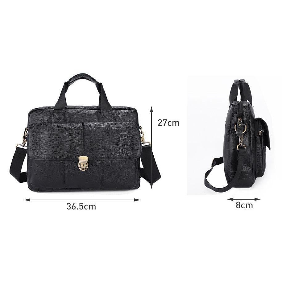 Natural Leather Branded Versatile Business Briefcase Shoulder Bag for Men