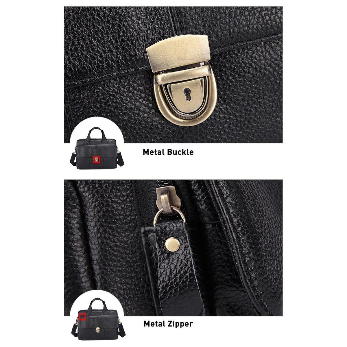 Natural Leather Branded Versatile Business Briefcase Shoulder Bag for Men