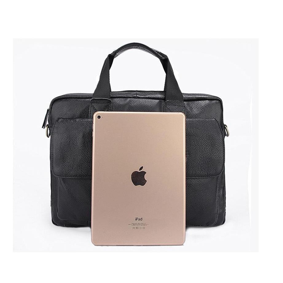 Natural Leather Branded Versatile Business Briefcase Shoulder Bag for Men
