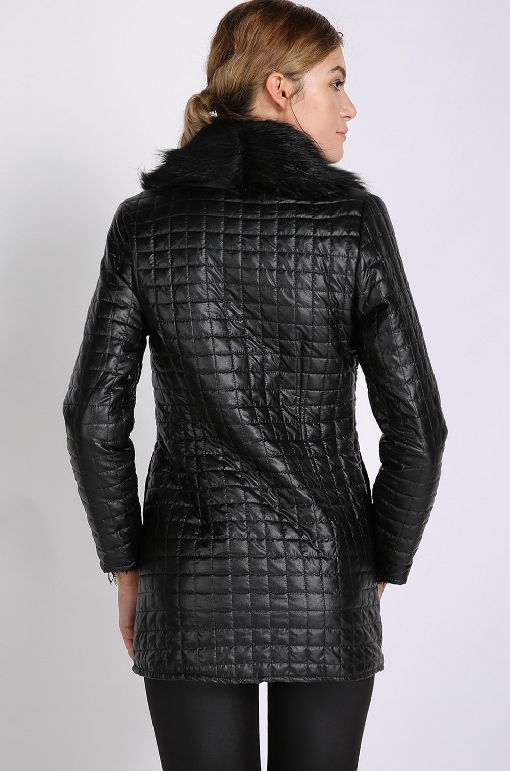 Faux Fur Trim Faux Leather Jacket | Karen Millen