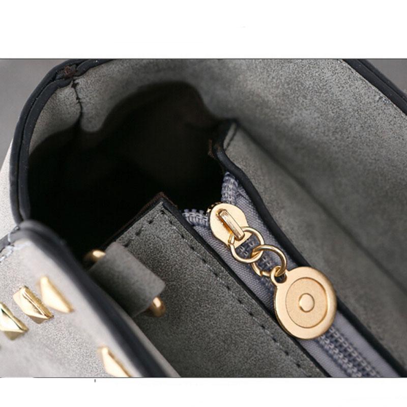 Women Black Crossbody Sling Studded Leather Bag Zipper