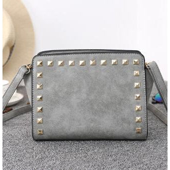 Women Grey Crossbody Sling Studded Leather Bag