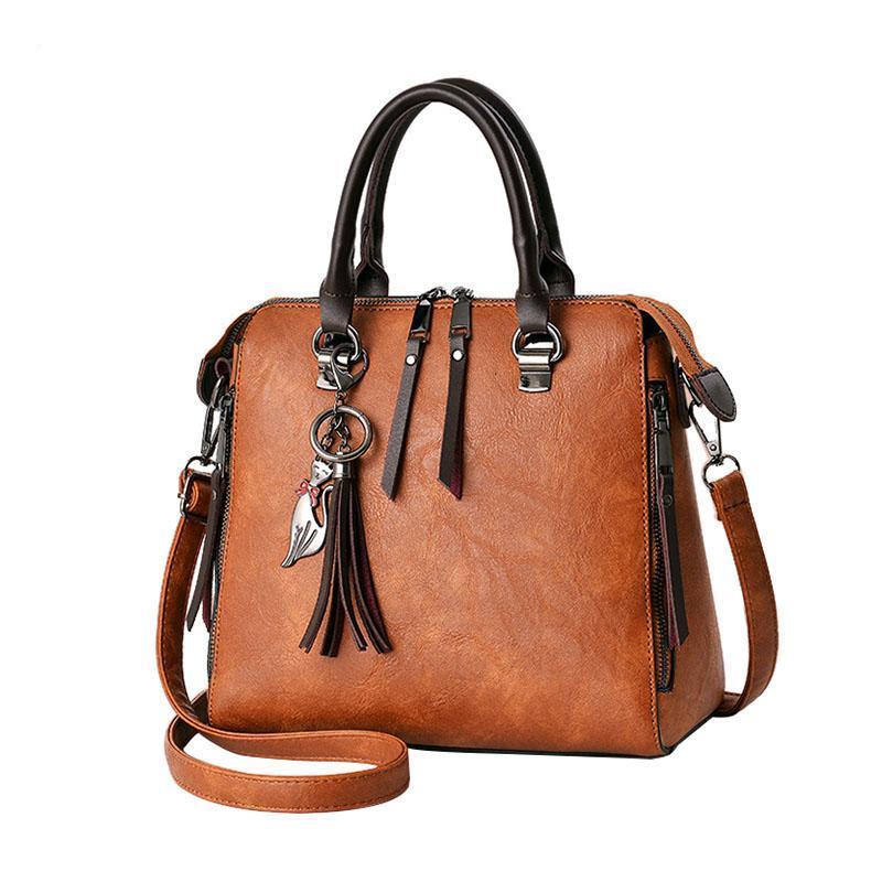 Women Faux-Leather Distressed Asymmetri Tote Cross-body Bag with