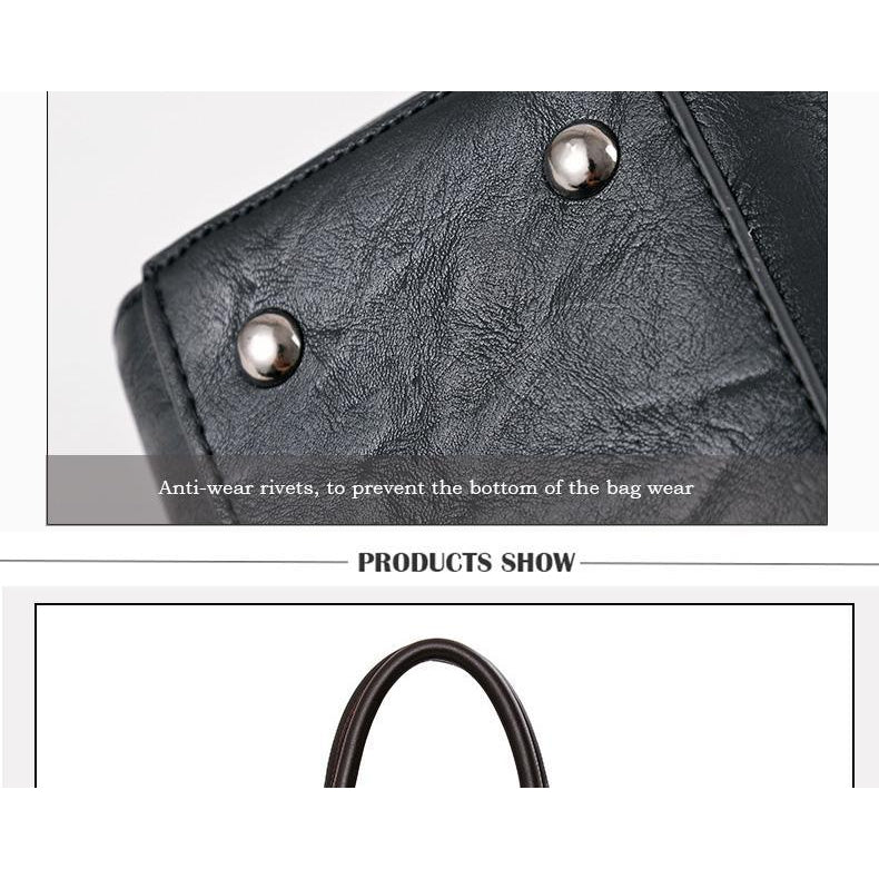 Women Faux-Leather Distressed Asymmetri Tote Cross-body Bag with Stunning Tassels