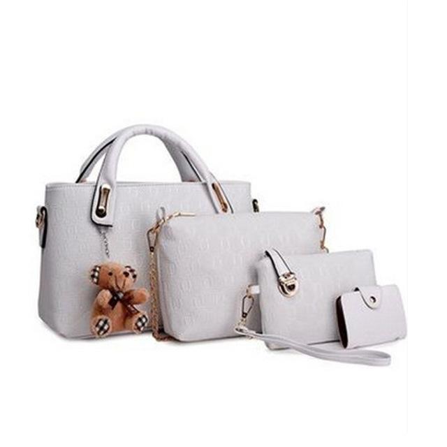 Women White Tote Messenger Wallet wristlet Sling Bag
