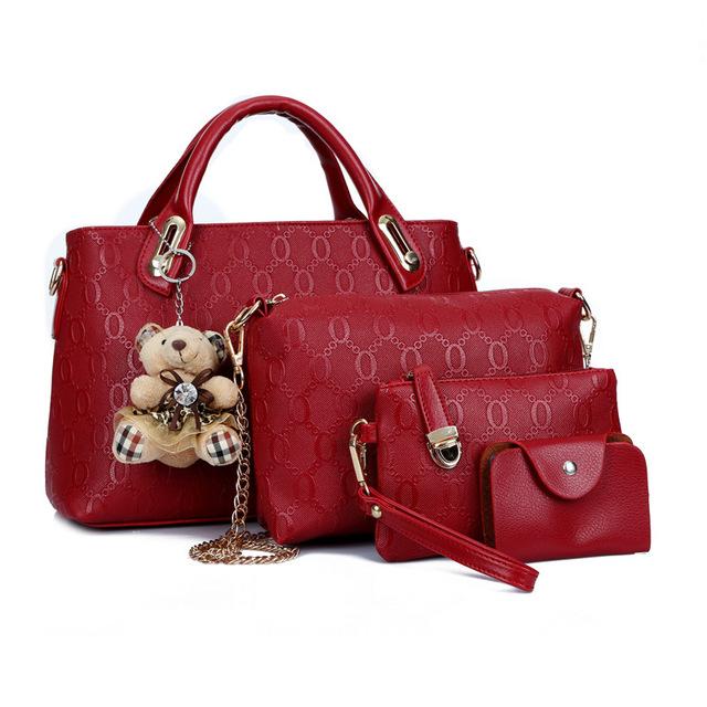 Women Red Tote Messenger Wallet wristlet Sling Bag