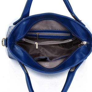 Women Blue Tote Messenger Wallet wristlet Sling Bag Inside