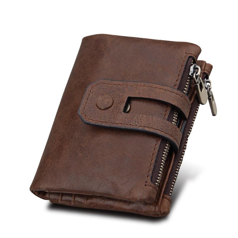 CONTACT'S Genuine Leather Men Wallet Small RFID Casual Trifold