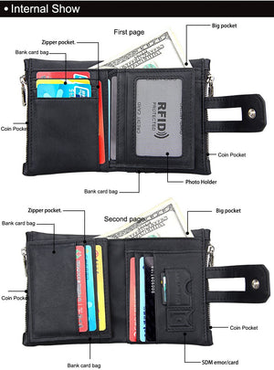 Men Genuine Leather Wallet with Anti-Magnetic Anti-Theft RFID Protection Lining