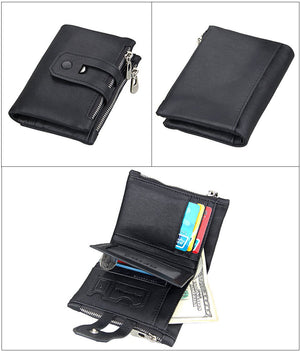 Men Genuine Leather Wallet with Anti-Magnetic Anti-Theft RFID Protection Lining
