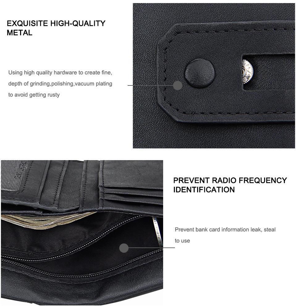 Men Genuine Leather Wallet with Anti-Magnetic Anti-Theft RFID Protection Lining