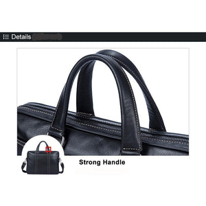Mens Black Natural Cowhide Leather Versatile Business Briefcase