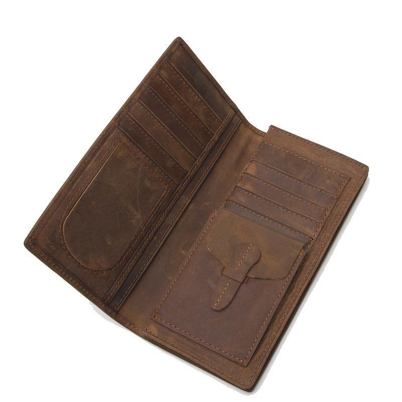 Men Distressed Premium Leather Long Size Light Brown Leather Wallet