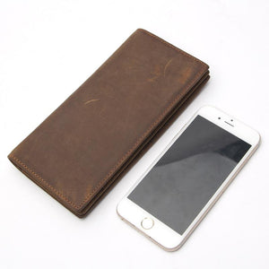 Men Distressed Premium Leather Long Size Light Brown Leather