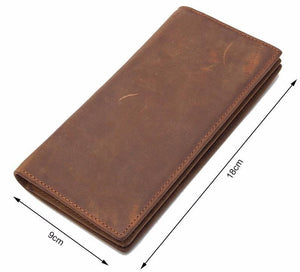 Vintage Slim long Wallets Leather Mens Tan Wallet Long Wallet for