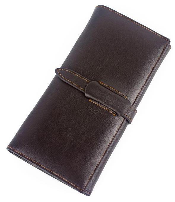 Top Notch Quality Brown Original Leather Casual Retro Style Long Wallet for Men