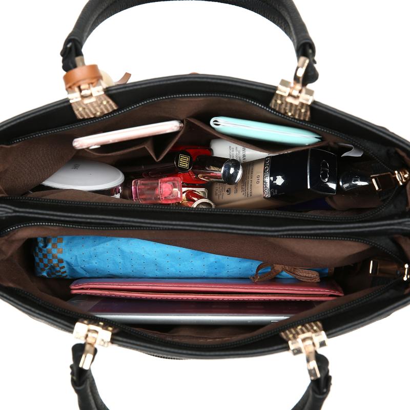 Women Tote Faux-Leather cross body Messenger Handbag Leather Bag with Leather Tassels