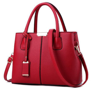 Women Wine Red Tote Messenger Leather Handbag Font View
