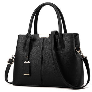 Women Black Tote Messenger Faux-Leather Handbag with Stylish Design Lo -  Leather Skin Shop