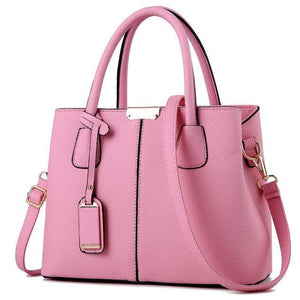 Women Pink Tote Messenger Leather Handbag Front View