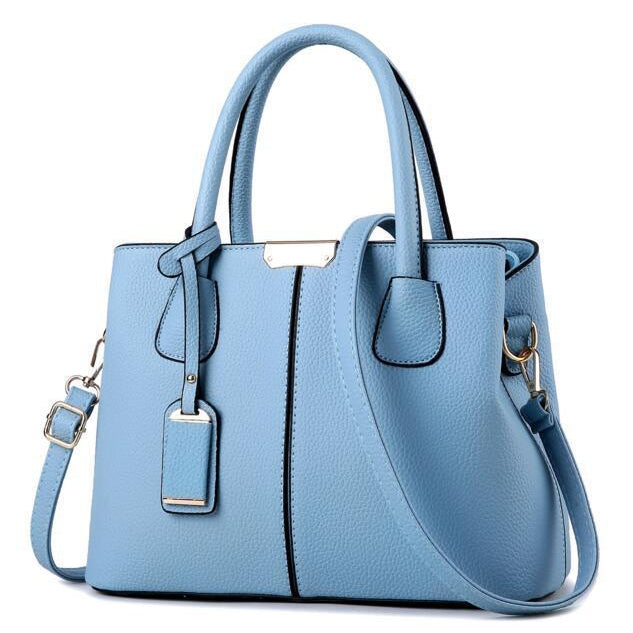 Womens Latest Real Leather Messenger Bag Sky Blue