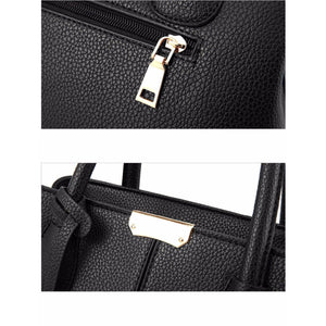 Women Tote Messenger Leather Handbag Slit Pocket Closeup view