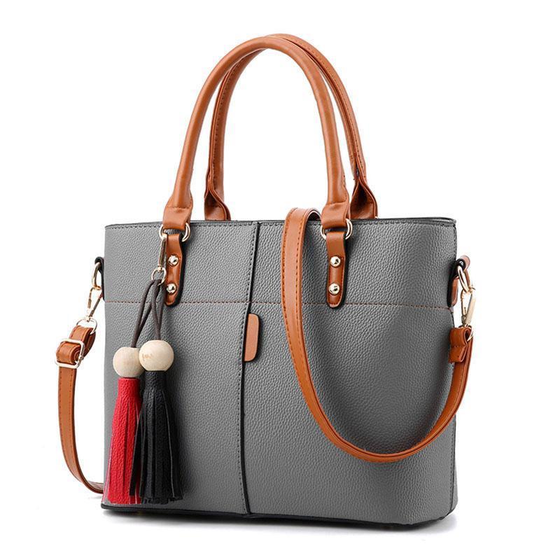 Women Large Tote Bag - Tassels Faux Leather Shoulder Handbags, Fashion  Ladies Purses Satchel Messenger Bags (Brown)
