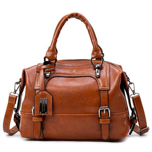 Women Tote Messenger Boston Style Hand & Shoulder Faux-Leather Bag
